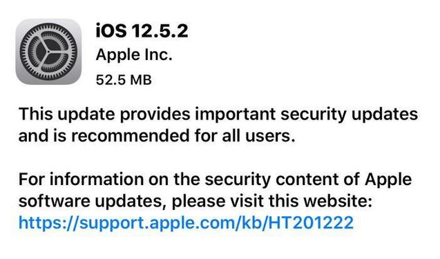 门头沟苹果手机维修分享iOS12.5.2发布，建议所有老苹果用户安装 